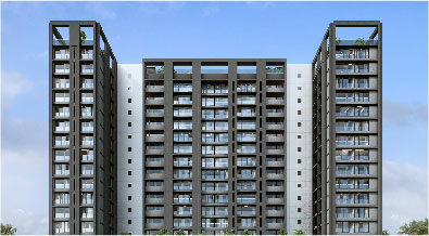 Front elevation night view of raheja park west project in santacruz west