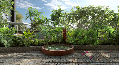 Water features of raheja park west project in santacruz west