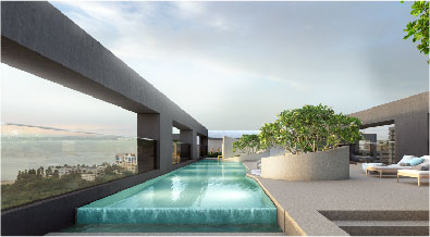 Rooftop pool of raheja park west project in santacruz west