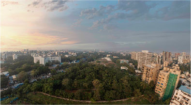 Lush northern park view of raheja park west project in santacruz west