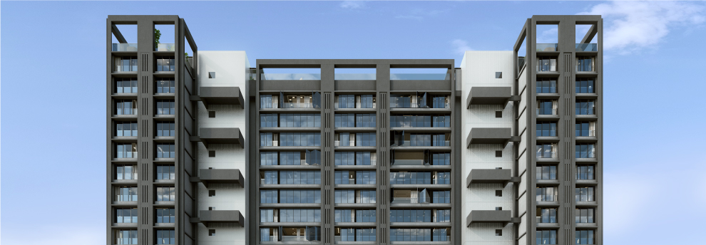 Front elevation day view of raheja park west project in santacruz west